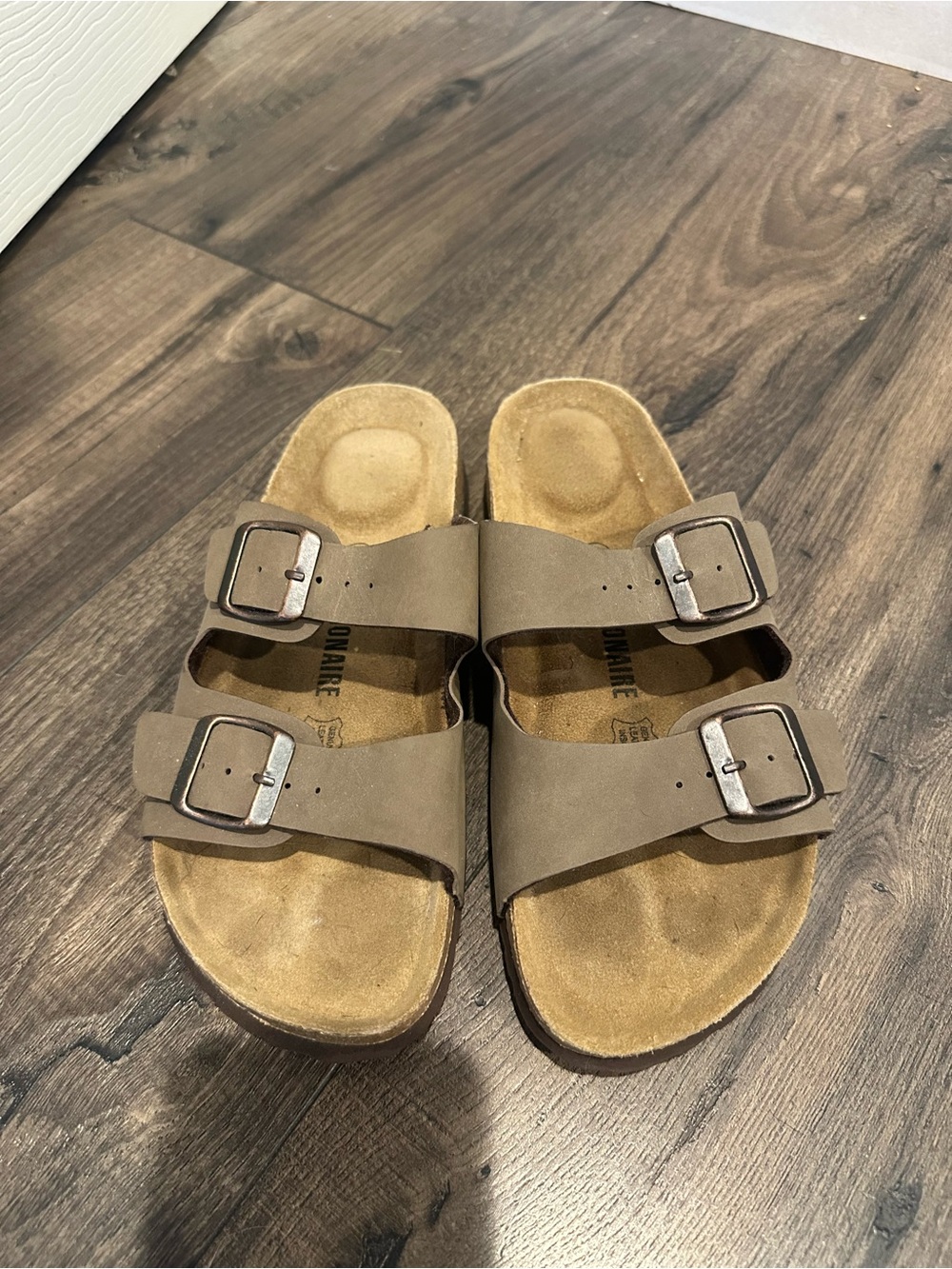 Women's Double Buckle Slide Sandals - Taupe